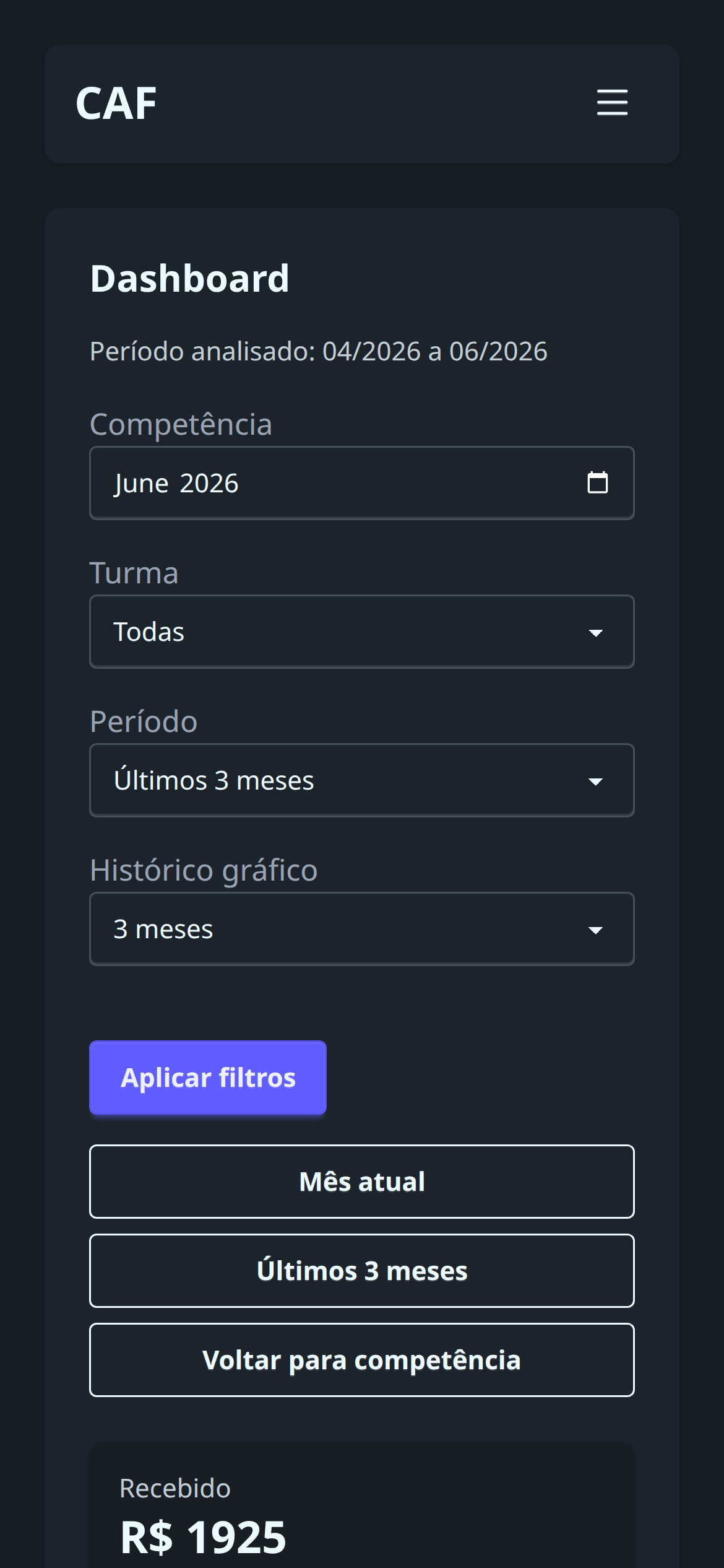 Versão no celular